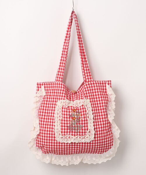aimoha(アイモハ)の「レースフリル刺繍トートバッグ(トートバッグ・レディース・レッド/ブラック/ホワイト/ベージュ・FREE)」の13枚目の写真