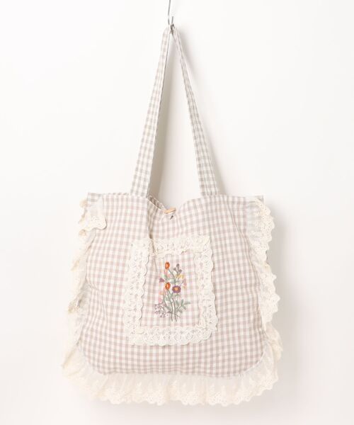 aimoha(アイモハ)の「レースフリル刺繍トートバッグ(トートバッグ・レディース・レッド/ブラック/ホワイト/ベージュ・FREE)」の15枚目の写真