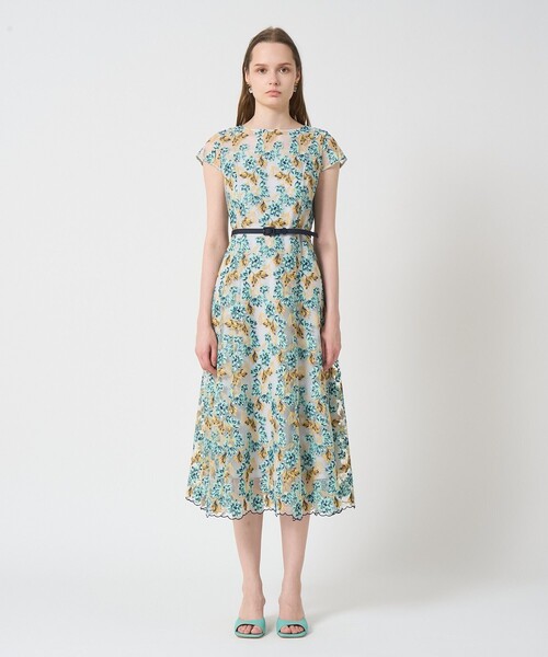 フラワーチュールボートネックワンピース（ドレス）｜ANAYI（アナイ