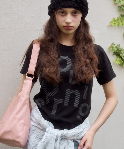 Birthday room(バースデイルーム)の「レタリングプリントT/Lettering Print T-Shirt(Tシャツ/カットソー・レディース・ブラック/ホワイト/サックスブルー・FREE)」の1枚目の写真