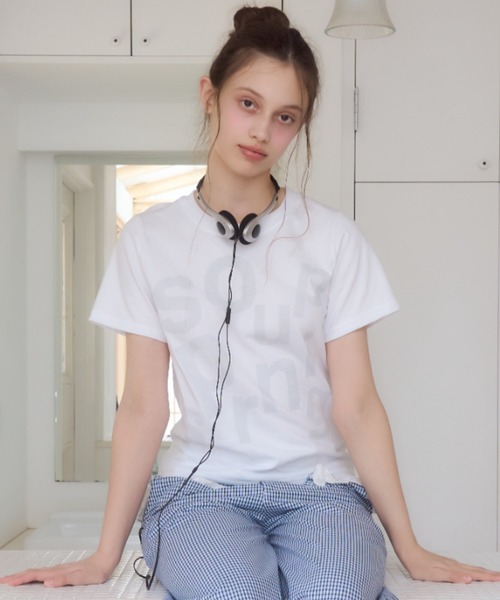 Birthday room(バースデイルーム)の「レタリングプリントT/Lettering Print T-Shirt(Tシャツ/カットソー・レディース・ブラック/ホワイト/サックスブルー・FREE)」の8枚目の写真