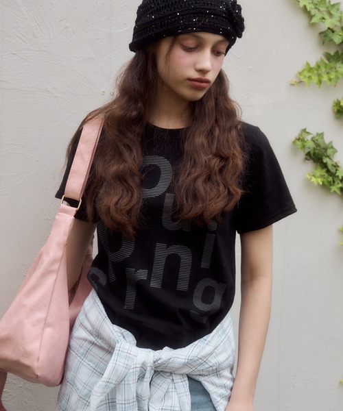 Birthday room(バースデイルーム)の「レタリングプリントT/Lettering Print T-Shirt(Tシャツ/カットソー・レディース・ブラック/ホワイト/サックスブルー・FREE)」の14枚目の写真