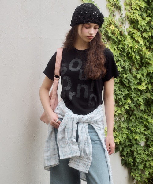 Birthday room(バースデイルーム)の「レタリングプリントT/Lettering Print T-Shirt(Tシャツ/カットソー・レディース・ブラック/ホワイト/サックスブルー・FREE)」の17枚目の写真