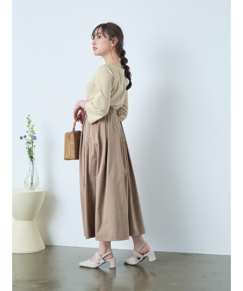 レディース　cottonlinen　ワンピース セール】シルキータフタドッキングワンピース 【低身長・小柄