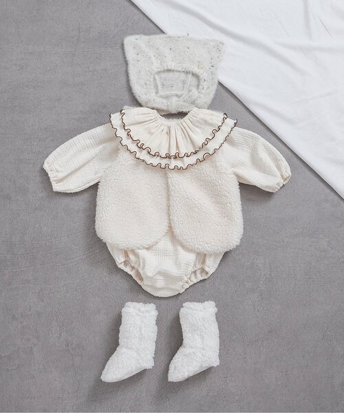 apres les cours（アプレレクール）の「ベビーボアベスト（その他ベビーウェア・キッズ・アイボリー・80）」の5枚目の写真