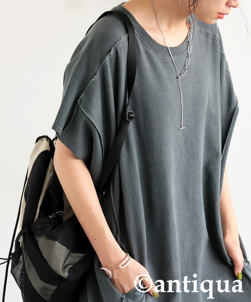 antiqua(アンティカ)の「ミニ裏毛ワンピース(ワンピース・レディース・ダークグレー/ブラック・ONESIZE)」の9枚目の写真