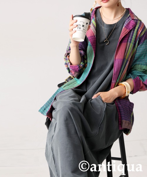 antiqua(アンティカ)の「ミニ裏毛ワンピース(ワンピース・レディース・ダークグレー/ブラック・ONESIZE)」の11枚目の写真