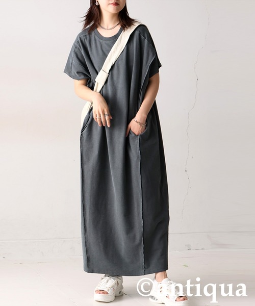 antiqua(アンティカ)の「ミニ裏毛ワンピース(ワンピース・レディース・ダークグレー/ブラック・ONESIZE)」の13枚目の写真