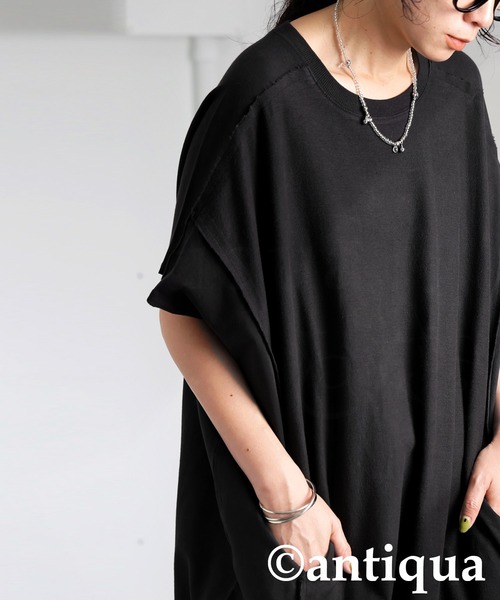 antiqua(アンティカ)の「ミニ裏毛ワンピース(ワンピース・レディース・ダークグレー/ブラック・ONESIZE)」の4枚目の写真