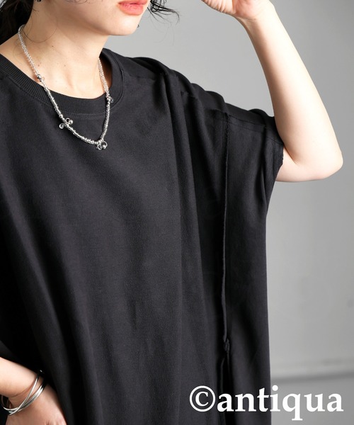 antiqua(アンティカ)の「ミニ裏毛ワンピース(ワンピース・レディース・ダークグレー/ブラック・ONESIZE)」の5枚目の写真