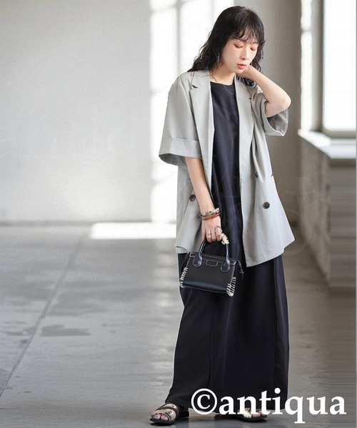 antiqua(アンティカ)の「ミニ裏毛ワンピース(ワンピース・レディース・ダークグレー/ブラック・ONESIZE)」の6枚目の写真