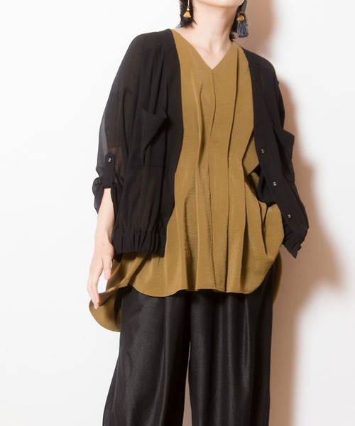 OSMOSIS（オズモーシス）の「シフォンギャザーブルゾン（ブルゾン・レディース・アイボリー/カーキ/ブラック・ONE SIZE）」の2枚目の写真