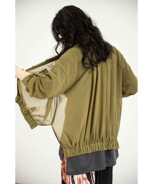 OSMOSIS（オズモーシス）の「シフォンギャザーブルゾン（ブルゾン・レディース・アイボリー/カーキ/ブラック・ONE SIZE）」の5枚目の写真