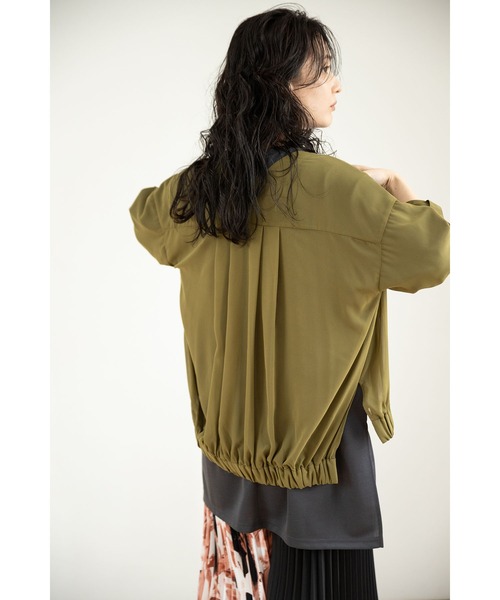 OSMOSIS（オズモーシス）の「シフォンギャザーブルゾン（ブルゾン・レディース・アイボリー/カーキ/ブラック・ONE SIZE）」の6枚目の写真