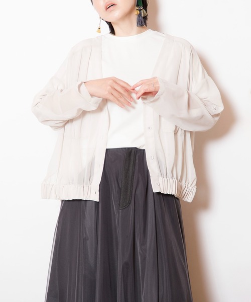 OSMOSIS（オズモーシス）の「シフォンギャザーブルゾン（ブルゾン・レディース・アイボリー/カーキ/ブラック・ONE SIZE）」の13枚目の写真