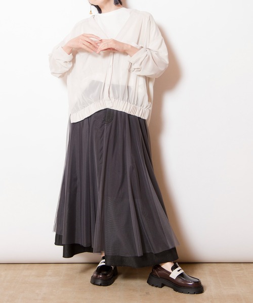 OSMOSIS（オズモーシス）の「シフォンギャザーブルゾン（ブルゾン・レディース・アイボリー/カーキ/ブラック・ONE SIZE）」の17枚目の写真