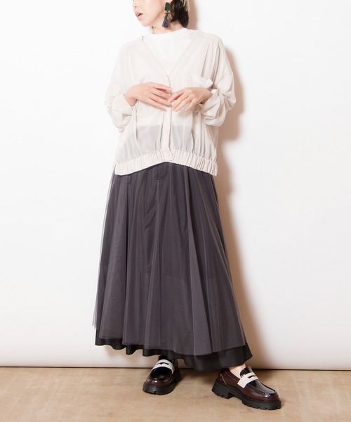 OSMOSIS（オズモーシス）の「シフォンギャザーブルゾン（ブルゾン・レディース・アイボリー/カーキ/ブラック・ONE SIZE）」の18枚目の写真