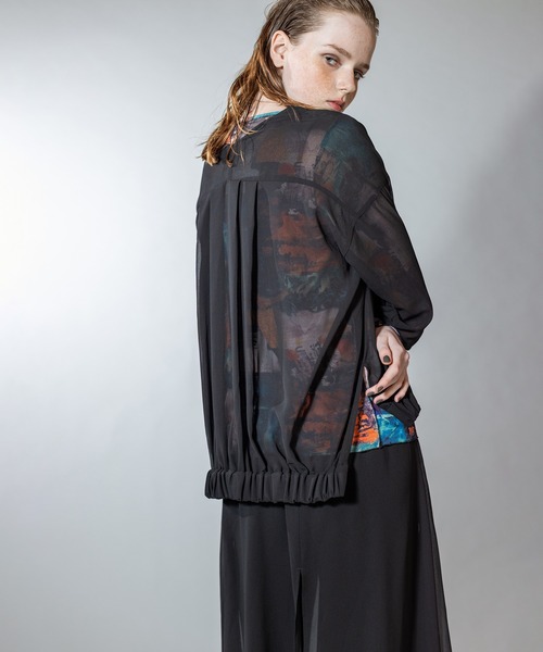 OSMOSIS（オズモーシス）の「シフォンギャザーブルゾン（ブルゾン・レディース・アイボリー/カーキ/ブラック・ONE SIZE）」の12枚目の写真