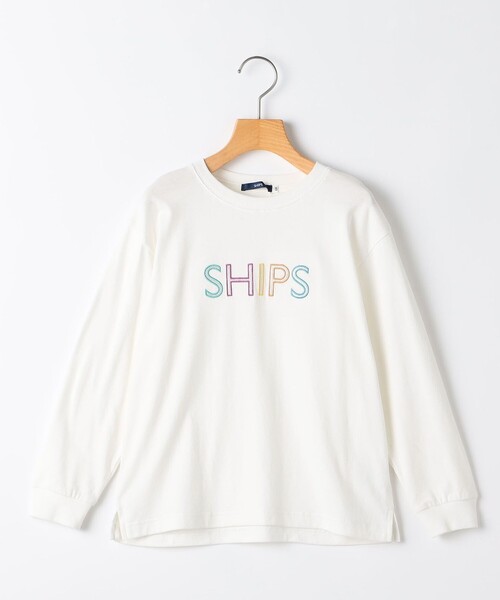 SHIPS(シップス)の「SHIPS KIDS:140~160cm/刺繍 ロゴ ロングスリーブ Tシャツ(Tシャツ/カットソー・キッズ・グリーン/ブラック/オフホワイト・160/150/140)」の1枚目の写真