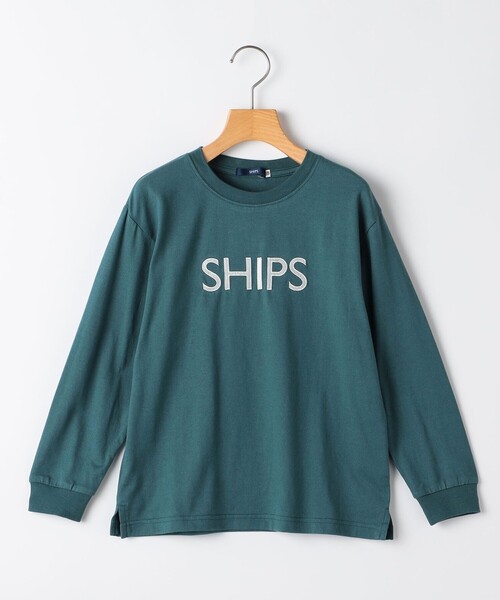 SHIPS(シップス)の「SHIPS KIDS:140~160cm/刺繍 ロゴ ロングスリーブ Tシャツ(Tシャツ/カットソー・キッズ・グリーン/ブラック/オフホワイト・160/150/140)」の3枚目の写真
