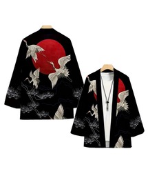 CALIFORNIA OUTFITTERS（カリフォルニア アウトフィッターズ）の「7B5【JAPANESE ART】月 鶴 グラフィック 総柄 和柄 羽織シャツ ジャケット（着物・メンズ）」