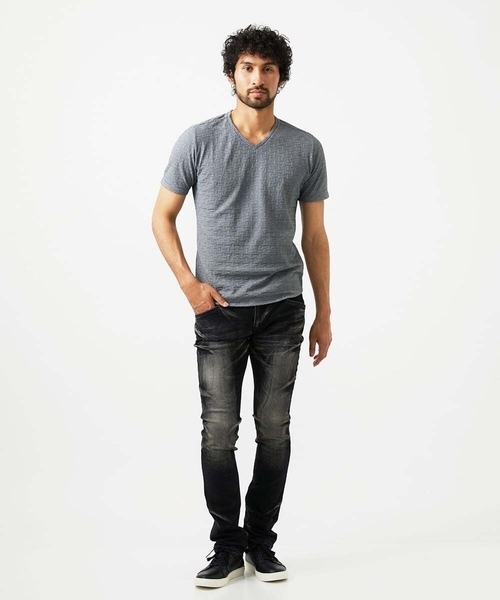 MICHEL KLEIN HOMME   （ミッシェルクランオム）の「《日本製》レンガ柄Vネック半袖カットソー（Tシャツ/カットソー・メンズ・ダークグレー/ライトグレー/レッド・MEDIUM/LARGE/X-LARGE）」の14枚目の写真