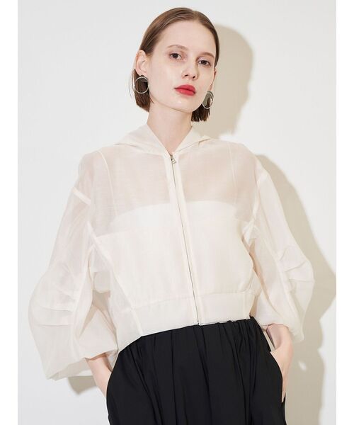 ELENDEEK(エレンディーク)の「フーディーシアーブルゾン(ブルゾン・レディース・アイボリー/ブラック・FREE)」の3枚目の写真