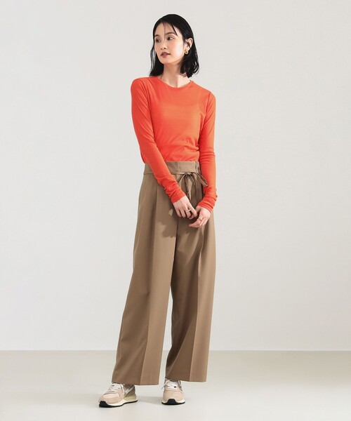 Demi-Luxe BEAMS(デミルクス ビームス)の「【2/5再値下げ】ポリエステル ウール 2ループ ワイドパンツ(その他パンツ・レディース・ベージュ/ネイビー・36/38)」の3枚目の写真