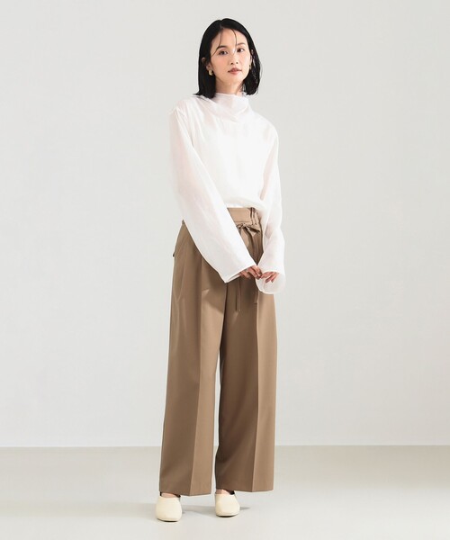 Demi-Luxe BEAMS(デミルクス ビームス)の「【2/5再値下げ】ポリエステル ウール 2ループ ワイドパンツ(その他パンツ・レディース・ベージュ/ネイビー・36/38)」の6枚目の写真