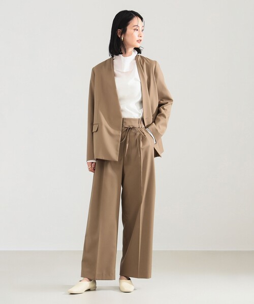 Demi-Luxe BEAMS(デミルクス ビームス)の「【2/5再値下げ】ポリエステル ウール 2ループ ワイドパンツ(その他パンツ・レディース・ベージュ/ネイビー・36/38)」の8枚目の写真