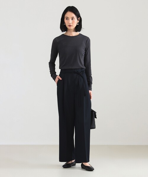 Demi-Luxe BEAMS(デミルクス ビームス)の「【2/5再値下げ】ポリエステル ウール 2ループ ワイドパンツ(その他パンツ・レディース・ベージュ/ネイビー・36/38)」の16枚目の写真