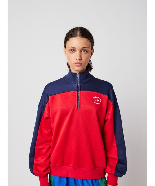 BOBO CHOSES(ボボショーズ)の「Half zip color block sweatshirt(スウェット・レディース・レッド・XL/L/M/S/XS)」の1枚目の写真