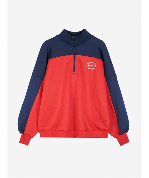 BOBO CHOSES(ボボショーズ)の「Half zip color block sweatshirt(スウェット・レディース・レッド・XL/L/M/S/XS)」の2枚目の写真