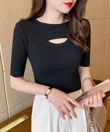 トップス ニット Tシャツ 5分丈 さらっとした肌ざわり