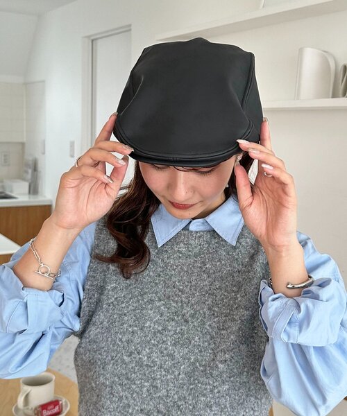 DISCOAT（ディスコート）の「ハンチングCAP（ハンチング/ベレー帽・レディース・ブラック/ベージュ・FREE）」の3枚目の写真