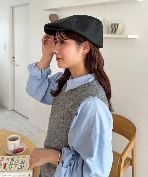 DISCOAT（ディスコート）の「ハンチングCAP（ハンチング/ベレー帽・レディース・ブラック/ベージュ・FREE）」の4枚目の写真