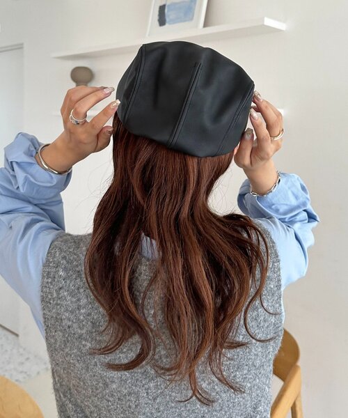 DISCOAT（ディスコート）の「ハンチングCAP（ハンチング/ベレー帽・レディース・ブラック/ベージュ・FREE）」の5枚目の写真