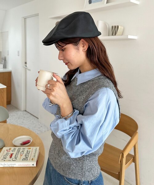 DISCOAT（ディスコート）の「ハンチングCAP（ハンチング/ベレー帽・レディース・ブラック/ベージュ・FREE）」の7枚目の写真