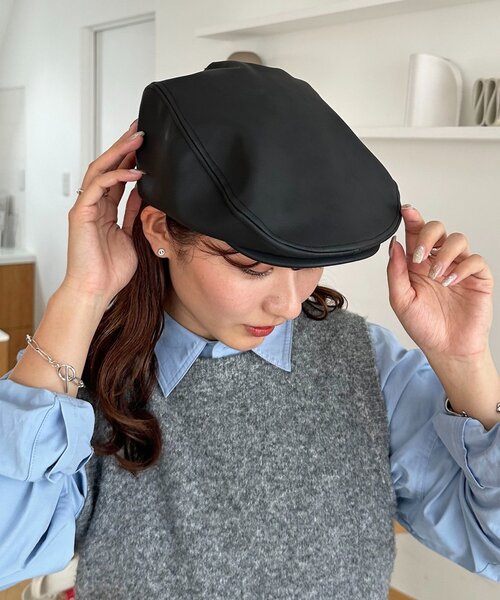 DISCOAT（ディスコート）の「ハンチングCAP（ハンチング/ベレー帽・レディース・ブラック/ベージュ・FREE）」の8枚目の写真