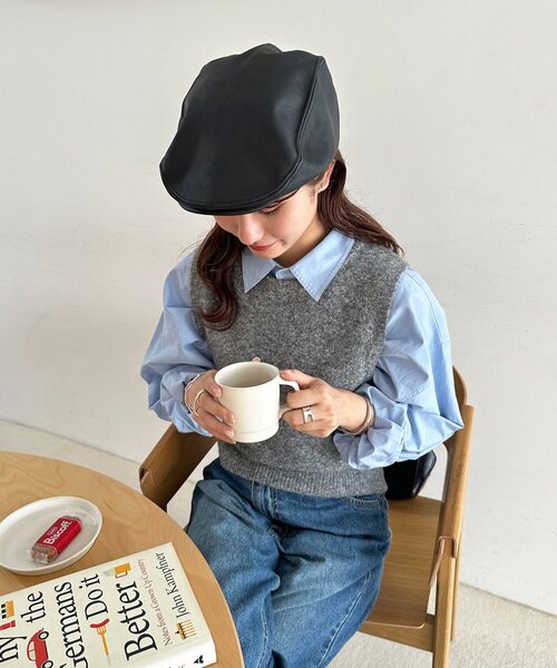 DISCOAT（ディスコート）の「ハンチングCAP（ハンチング/ベレー帽・レディース・ブラック/ベージュ・FREE）」の9枚目の写真