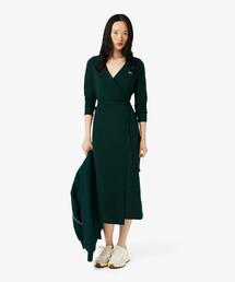 Lacoste ダークグリーン 半袖ロングワンピース Lacoste ダークグリーン 半袖ロングワンピース LACOSTE 緑と白の