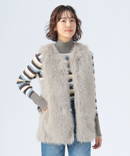 ノーカラー フェイクファー ベスト（ベスト）｜BEAMS HEART