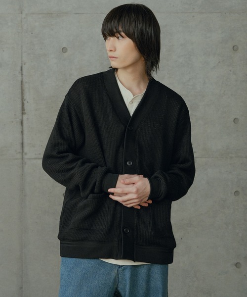 RATTLE TRAP（ラトルトラップ）の「シアーライクニットカットカーディガン（カーディガン/ボレロ・メンズ・ブラック/ホワイト・L/M）」の2枚目の写真