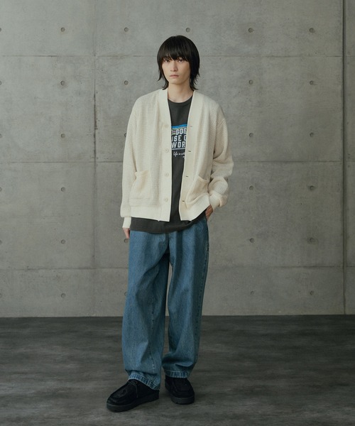 RATTLE TRAP（ラトルトラップ）の「シアーライクニットカットカーディガン（カーディガン/ボレロ・メンズ・ブラック/ホワイト・L/M）」の3枚目の写真