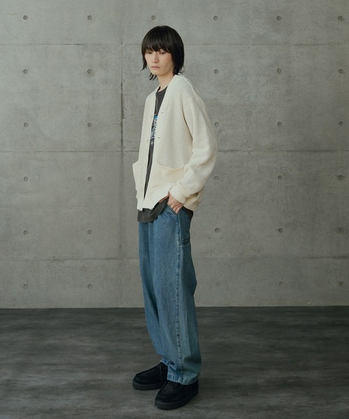 RATTLE TRAP（ラトルトラップ）の「シアーライクニットカットカーディガン（カーディガン/ボレロ・メンズ・ブラック/ホワイト・L/M）」の4枚目の写真