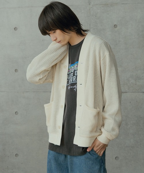 RATTLE TRAP（ラトルトラップ）の「シアーライクニットカットカーディガン（カーディガン/ボレロ・メンズ・ブラック/ホワイト・L/M）」の7枚目の写真