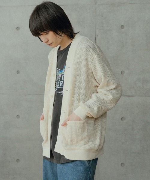 RATTLE TRAP（ラトルトラップ）の「シアーライクニットカットカーディガン（カーディガン/ボレロ・メンズ・ブラック/ホワイト・L/M）」の8枚目の写真
