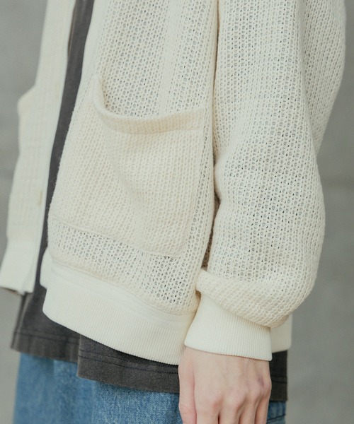 RATTLE TRAP（ラトルトラップ）の「シアーライクニットカットカーディガン（カーディガン/ボレロ・メンズ・ブラック/ホワイト・L/M）」の10枚目の写真