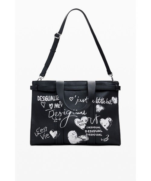 Desigual（デシグアル）の「手書き風落書きプリントフェイクレザーショッパーバッグ ブラック（ハンドバッグ・レディース・ブラック・FREE）」の5枚目の写真