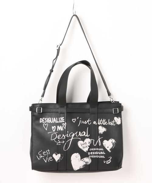 Desigual（デシグアル）の「手書き風落書きプリントフェイクレザーショッパーバッグ ブラック（ハンドバッグ・レディース・ブラック・FREE）」の8枚目の写真